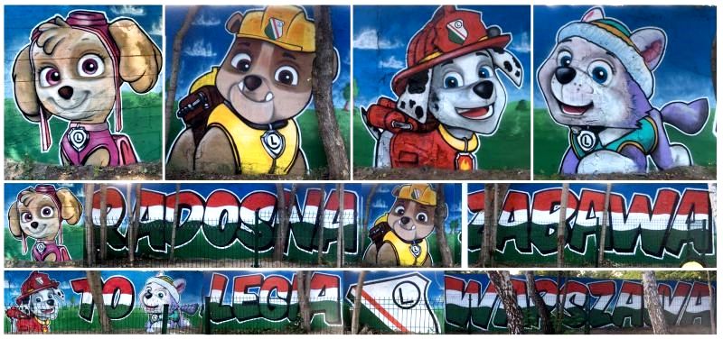 mural Psi Patrol przy placu zabaw w Zegrzu